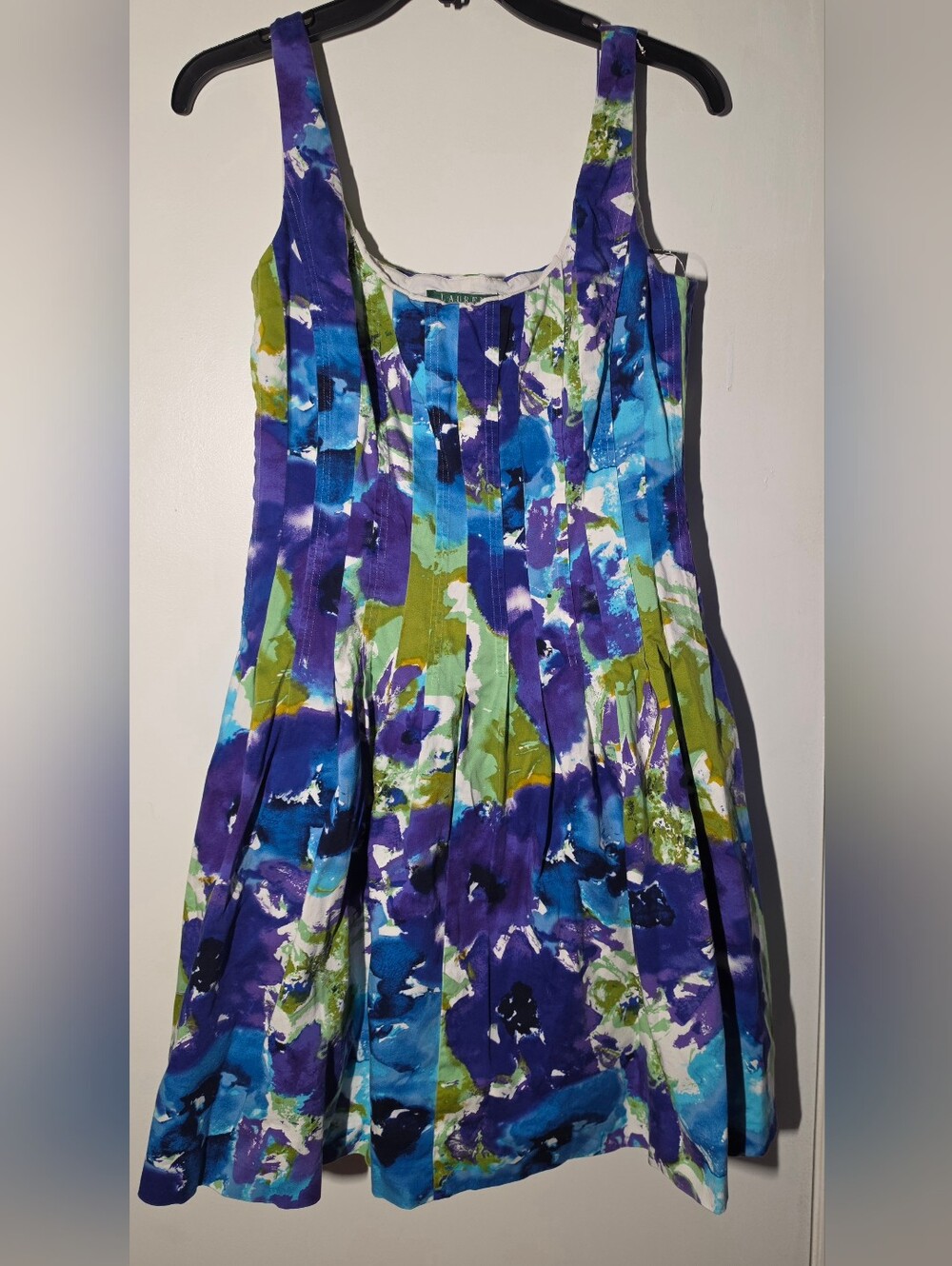 Vintage Lauren Ralph Lauren Floral Midi Dress in Blue, Purple & Green